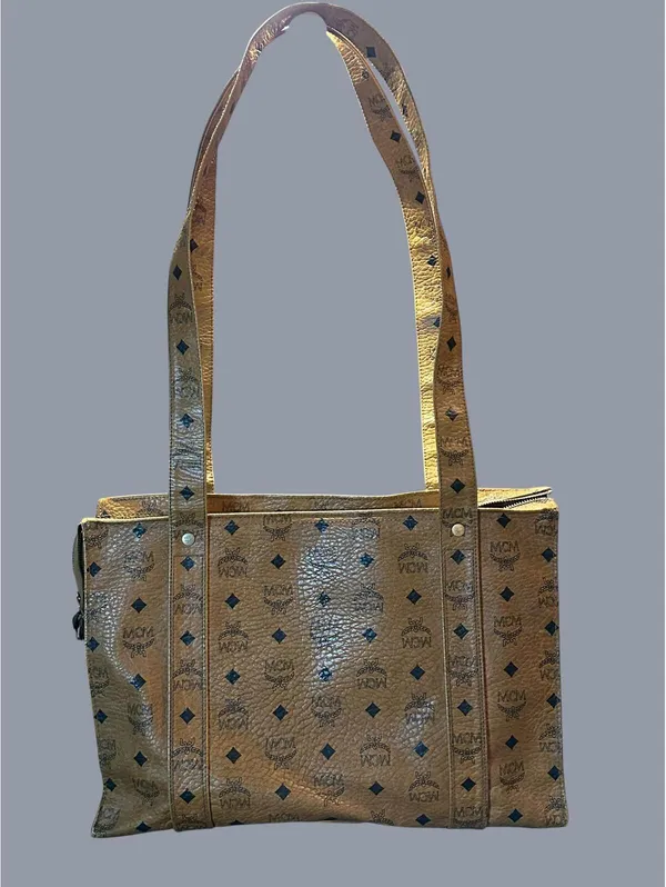 MCM Cognac Visetos Coated Canvas Tote Bag - Image 3