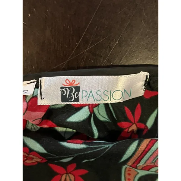 Be Passion Dress Womens Small Black Multicolor Floral Peacock Maxi Boho Sundress - Image 12