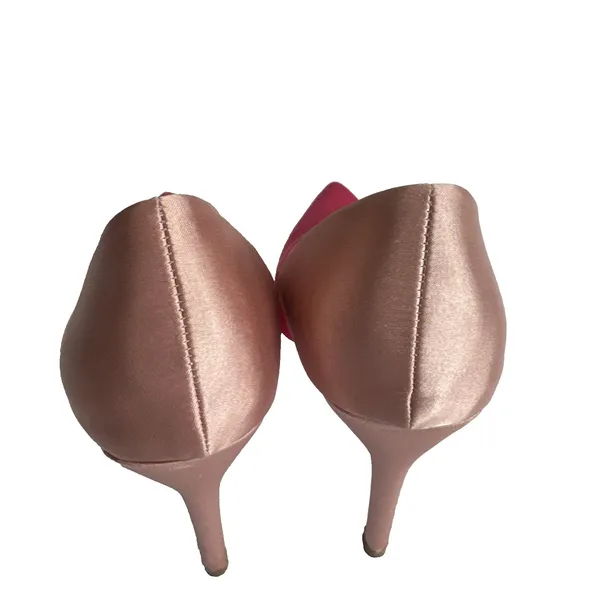 Lulus Lumii Satin Color Block Pumps Fuchsia Pink Blush Pointed Toe Heels sz 6.5 - Image 10