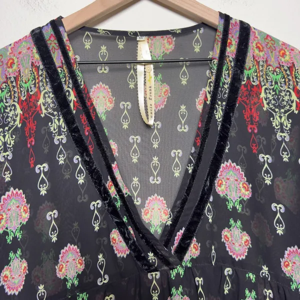 Anthropologie Uncle Frank Women Whimsigoth Coverup‎ Dress Small Velour Crochet - Image 2