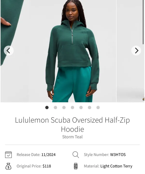 Lululemon Scuba Half-Zip Hoodie M/L Storm Teal Oversized Green - Image 6
