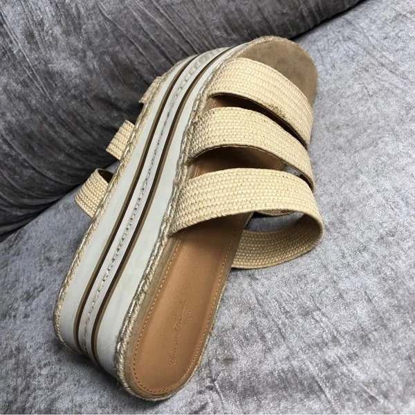 Universal Threads Beige 3 Textile Strap Platform Wedge Sandals 9.5 Espadrille - Image 9