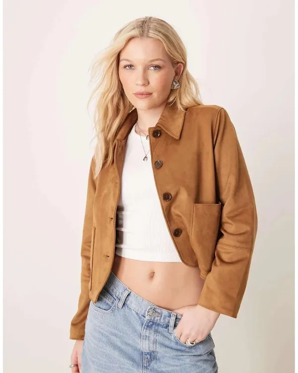 Abercrombie & Fitch Vegan Suede Button Through Jacket - Image 2