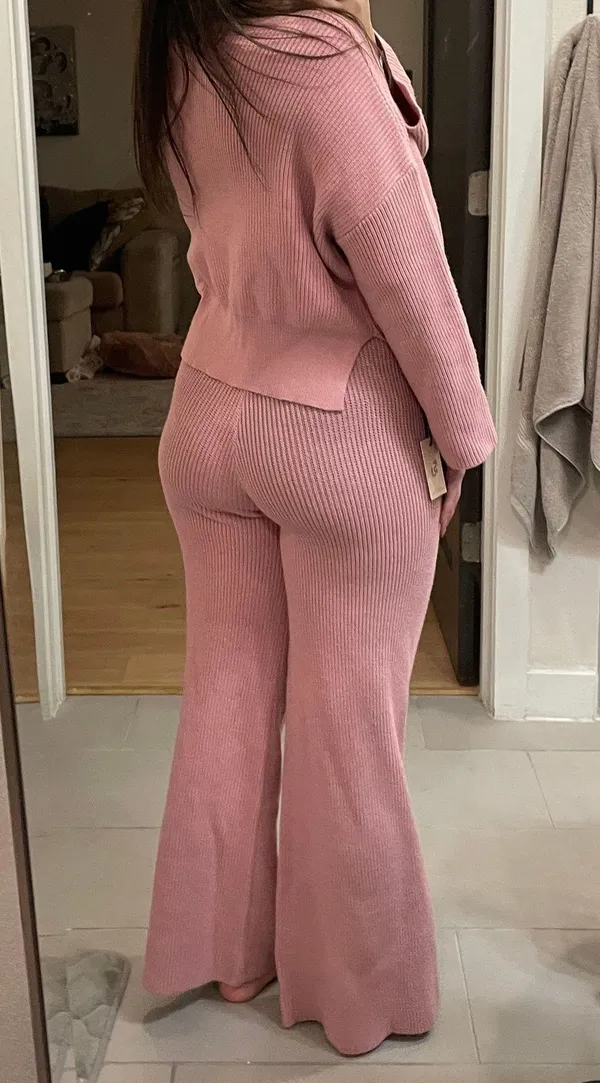 Knit Two Piece Set Pink Size M - Image 3
