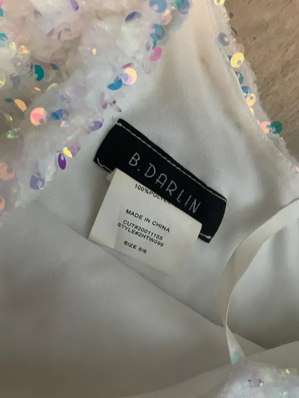 B Darlin White Iridescent Sequin One-Shoulder Mini Dress - Image 2