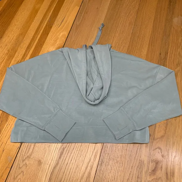 AS Revival Womens XS Sage Green‎ Cropped Hoodie Thumbhole Pullover NT-30801 - Image 4