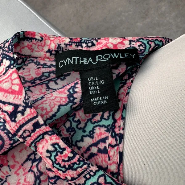Cynthia Rowley Halter top Sz L Multicolor Paisley print, front keyhole - Image 4