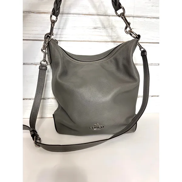 Coach Abby Duffle Gray Pebble Leather Shoulder Crossbody Bag - Image 2
