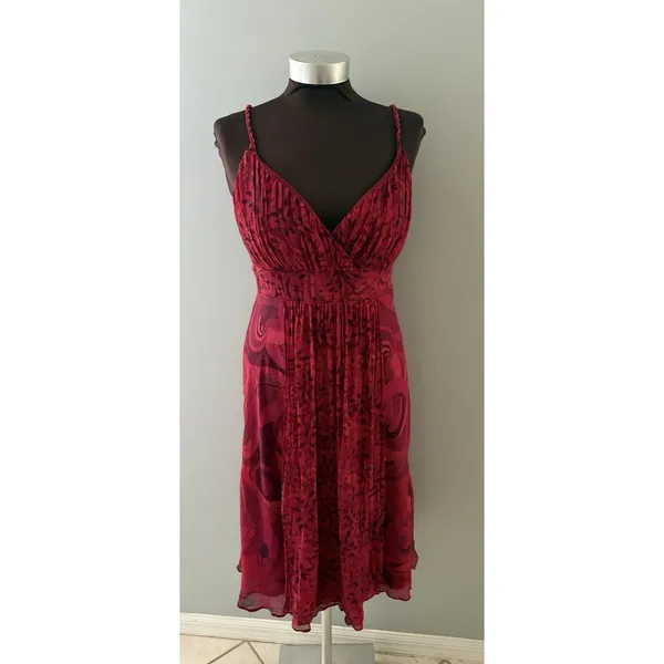 Y2K Babydoll Sangria Silk Dress Size 14 Red Fairy Whimsigoth Romantic Mystical - Image 2