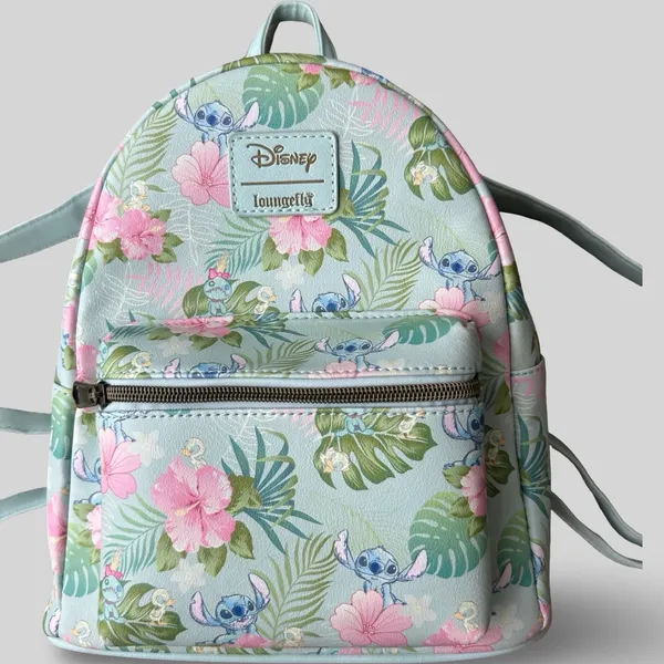 Loungefly Disney Lilo & Stitch Tropical Floral Mini Backpack Pastel Blue Vegan - Image 2