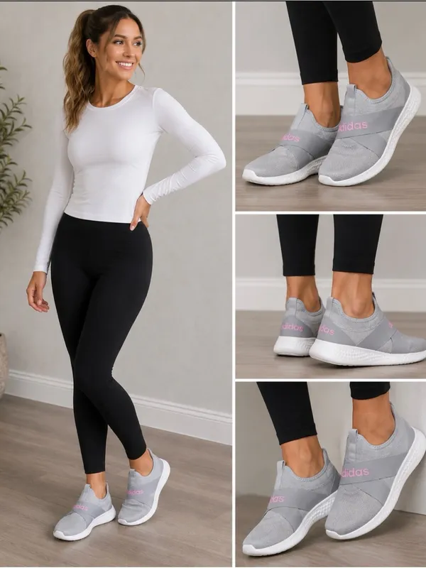 NWT adidas Puremotion Adapt Women’s Slip-On Tennis Shoes Gray Pink Size 12 - Image 2