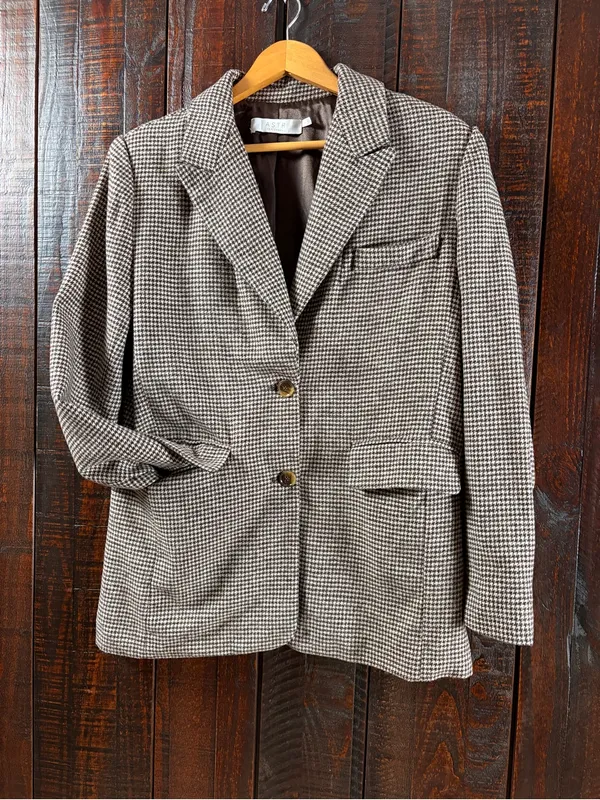 Astr Houndstooth Oversized Wool Blazer, Small - Image 5