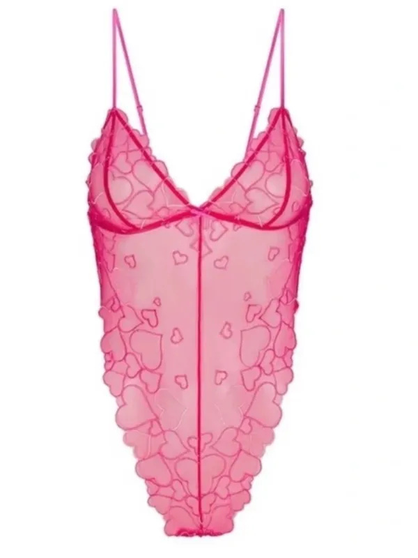 SKIMS NWOT Embroidered Tulle
Teddy - Punch Size XL‎ - Image 2