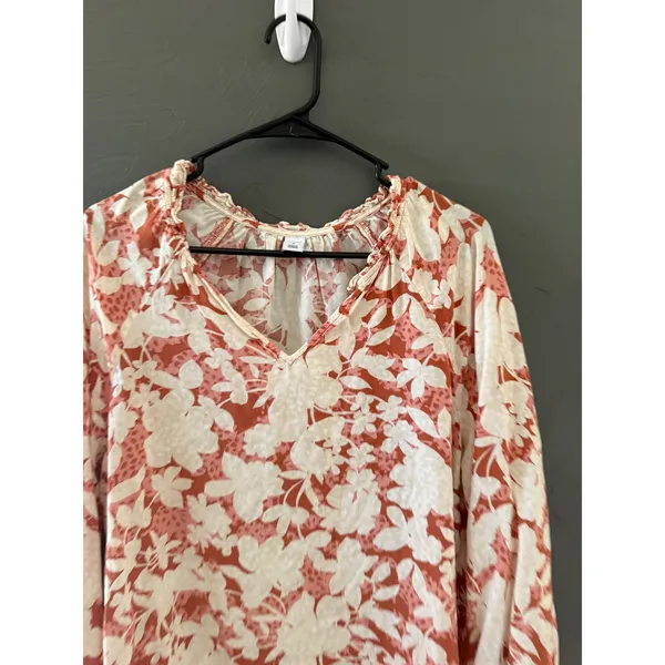Old Navy Womens Floral‎ Peasant Blouse Terracotta Cream M Peasant Light Boho - Image 2