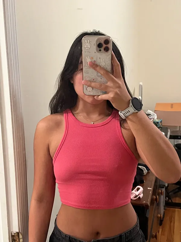 Pink Tank ZARA Ribbed Light Top - Image 2