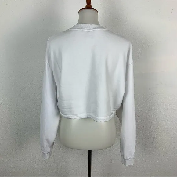 Asos Womens Small‎ White Long Sleeve Crop Sweatshirt Y2K Streetwear - Image 4