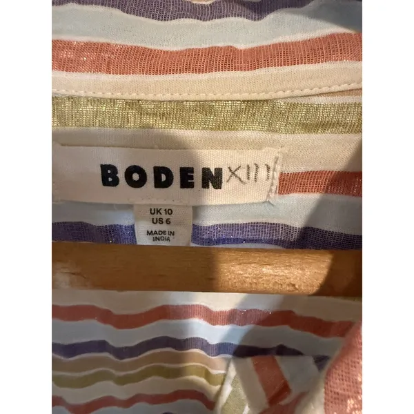 Boden Multicolored Shimmer Long Sleeve Button Up Top size 10 - Image 3