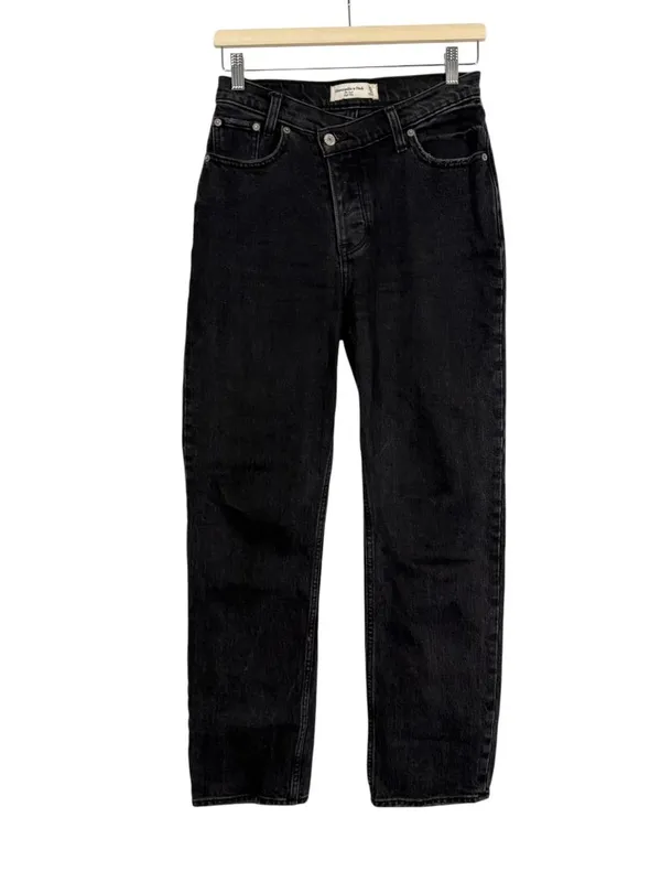 Abercrombie Fitch Dad High Rise Jeans Crossover V Waist Size 25 - Image 3