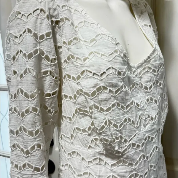 Gretchen Scott little bo peep maxi La Di Da Eyelet Cotton White dress Sz L P-8 - Image 6