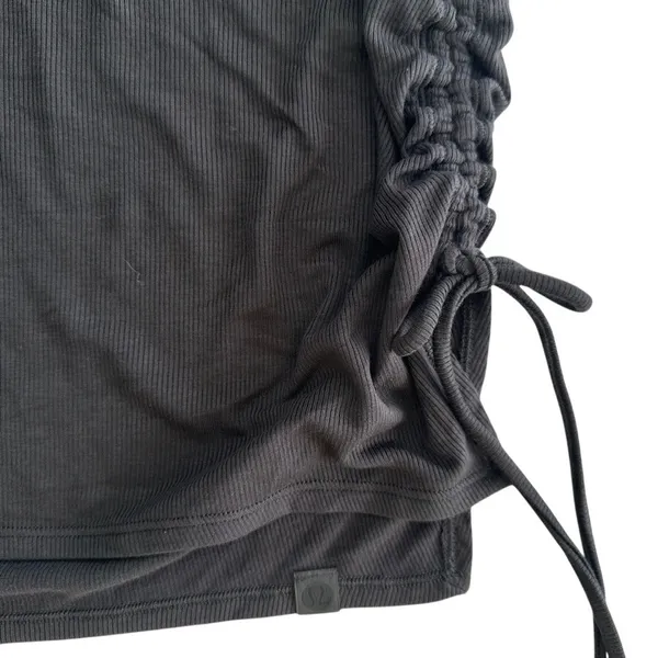 Lululemon Ribbed Crop Top Black Size 4 Micro Modal Side Tie - Image 2