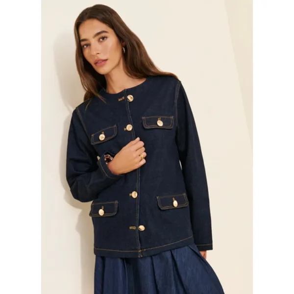 MAEVE Oversized Denim Jacket in Denim Medium Blue Size XL - Image 4