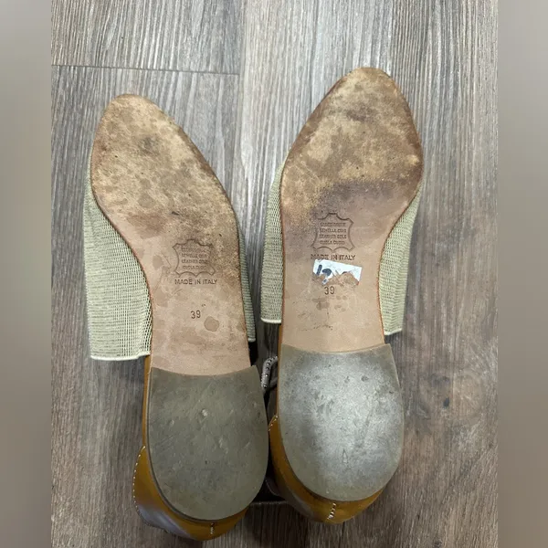 Philippe Model Paris Textured Grey Ankle-Tie Pointed Flats Designer Shoes‎ - Image 7