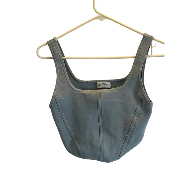 Aritzia Babaton blue sculpt knit bustier tank top medium - Image 2