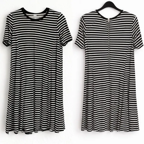 Abercrombie & Fitch Black & White Striped Dress Size M‎ Loose Fit Back Zip - Image 2