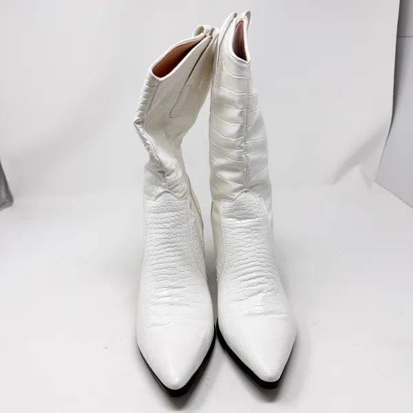 Amazon White Croc Cowboy Boots size 9 Western Festival Cowgirl Boots - Image 2