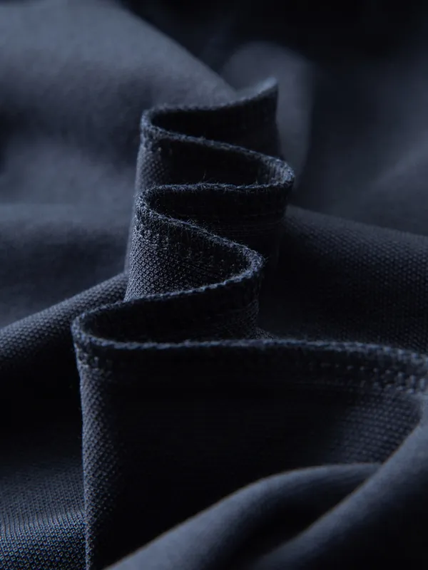 Men's Navy Polo with White Contrast Collar - Image 8