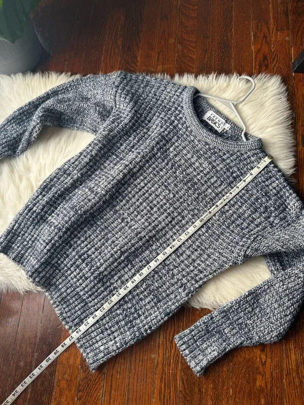 Vintage Knit Heather Grey and Blue Sweater - Image 3
