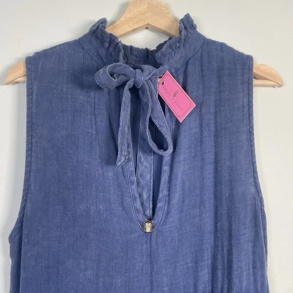 Simply Southern Blue Tiered Cotton Dress Size Small Coastal Cottage‎ Minimal NWT - Image 3