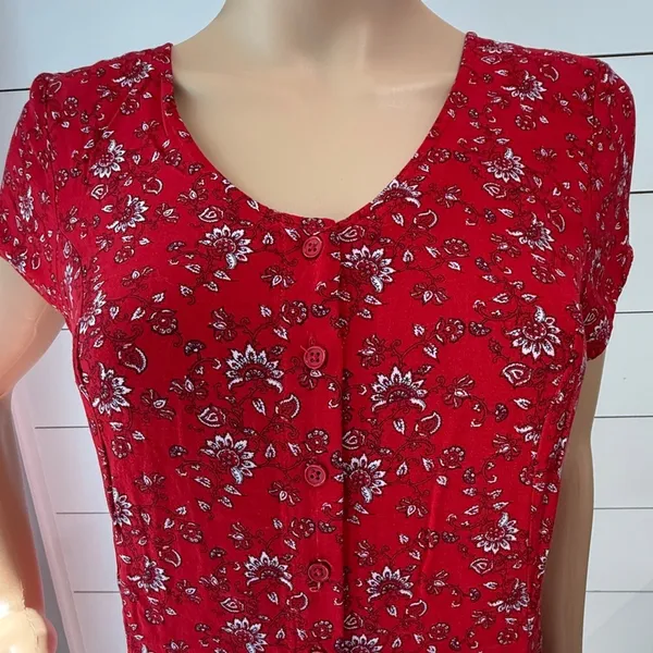 Band of Gypsies Red Floral Mini Dress Sz M - Image 7