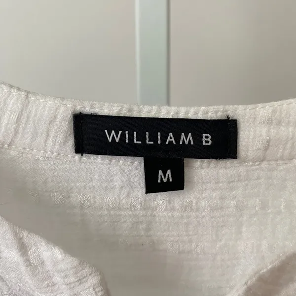 William B Size M White Blouse‎ Preppy Victorian Cotton Henley Coastal Boho - Image 5