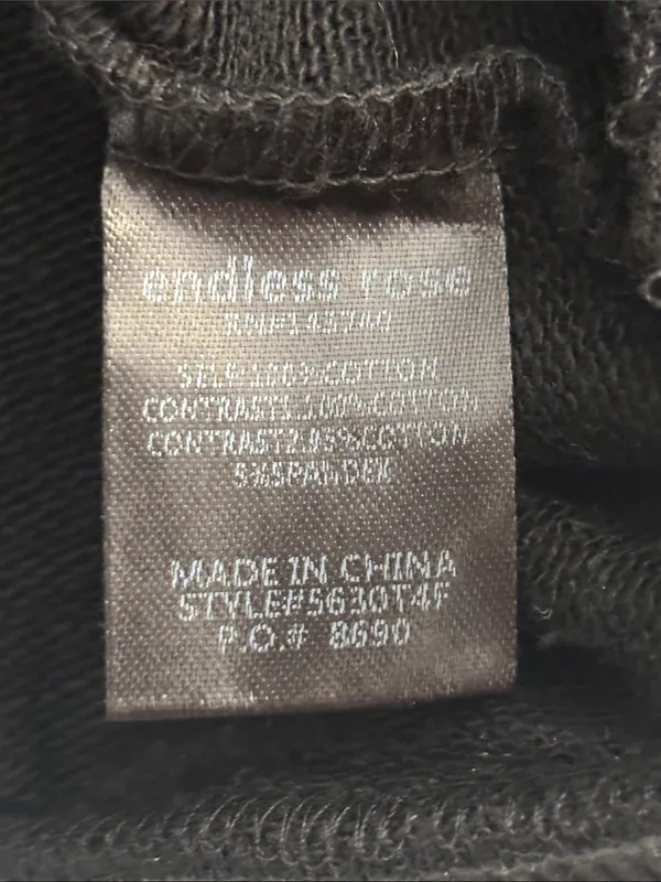 Endless Rose Crew Neck Sweatshirt Blue Denim Shoulder Panels Black Cotton Body - Image 7