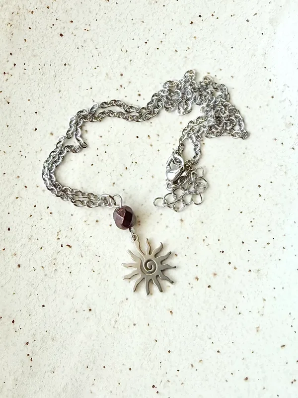 Handmade retro vintage boho funky style quality Czech glass & sun necklace☀️ - Image 3