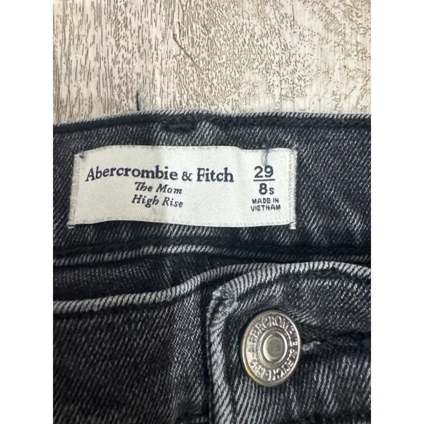 Abercrombie & Fitch The Mom High Rise Jeans Washed Black 29 8 Short‎ - Image 2