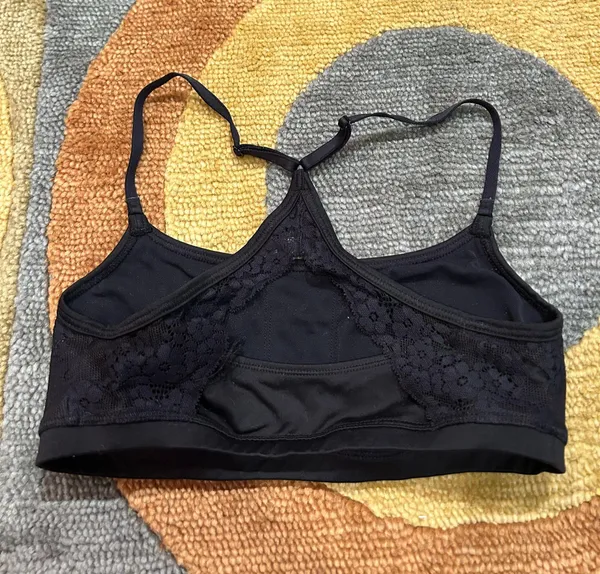 Aerie Black Lace Racerback Athletic Workout Active Sports Bra Size Small - Image 2