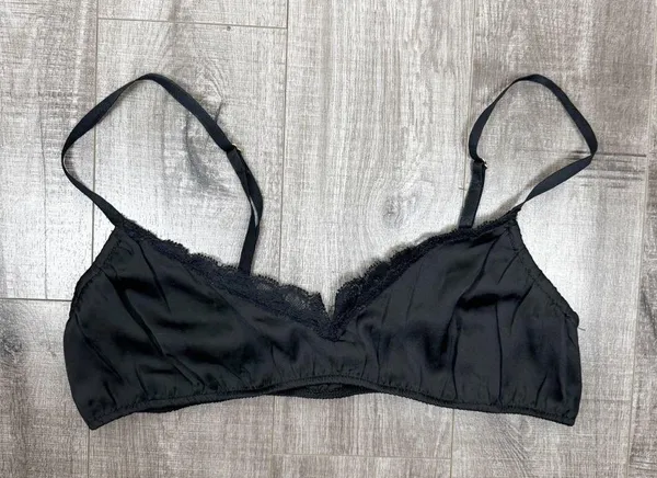 Free People She Lace & Satin Bralette In Black Size Large - Image 2