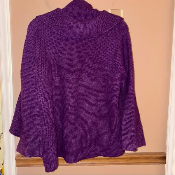 Talbots Petites wool Silk Drapey Waterfall Cardigan‎ purple size XL - Image 2