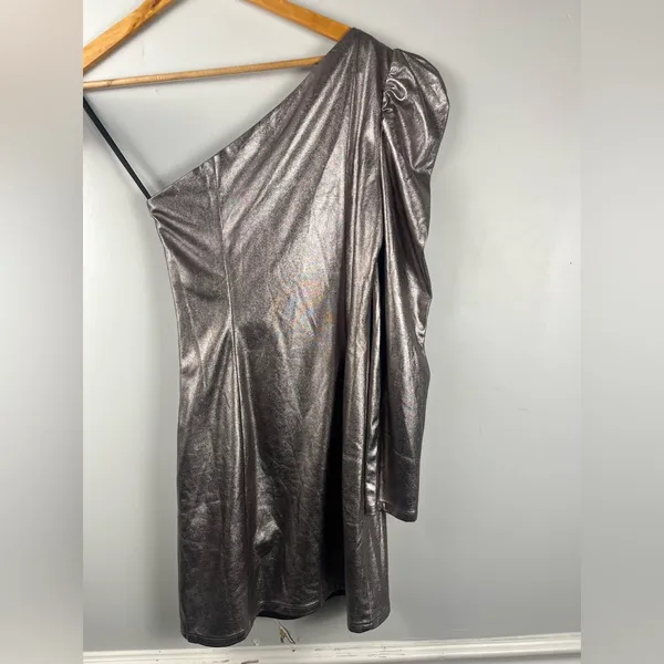Lovers + Friends silver one shoulder mini dress size extra small - Image 7