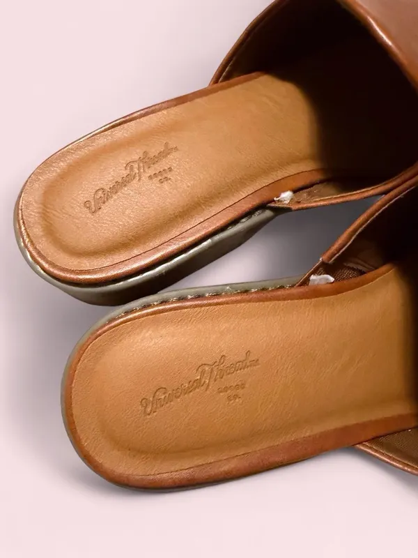 Universal Thread Brown Leather Slip-On Mules - Image 4