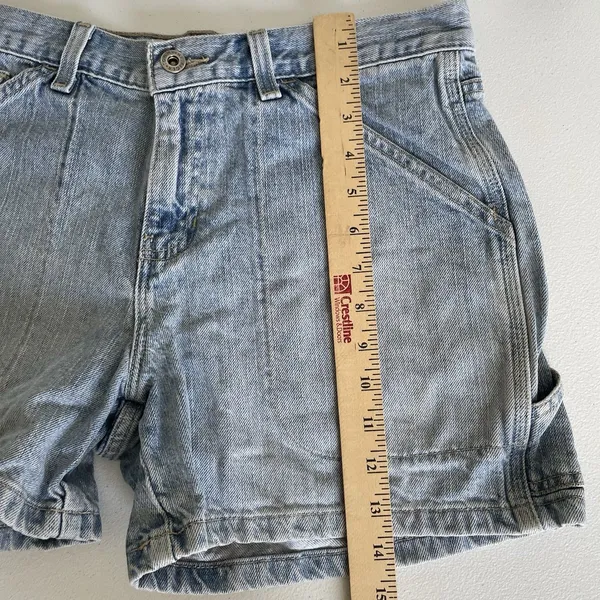 Tommy Hilfiger Vintage 1990's Cargo Denim Shorts Light Blue 100% Cotton Size 6 - Image 11