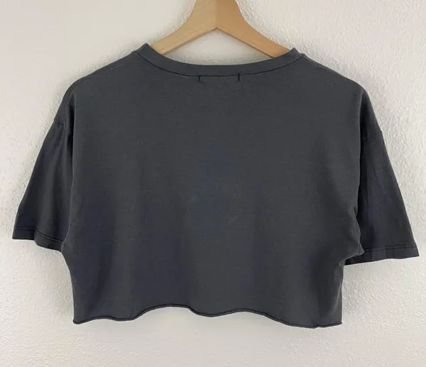 Rock Rose Couture Dark Grey American Motorcycles Distressed Cropped Graphic Tee - Image 8