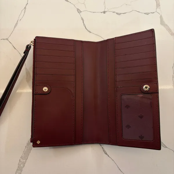 Kate Spade Burgundy Pebbled Leather Wristlet Wallet - Image 3