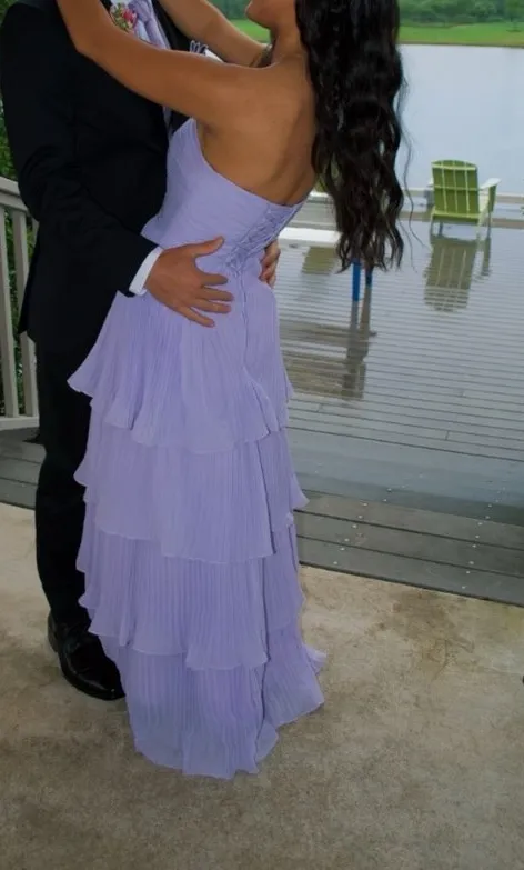 Strapless Purple ruffle maxi dress - Image 2