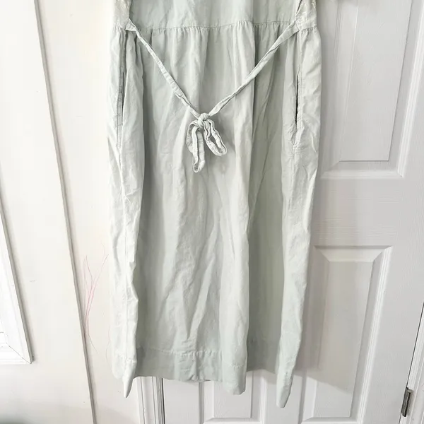 Cotton USA Light Blue Wash Graphic Print Loose Button Dress Vintage Lagenlook L - Image 4