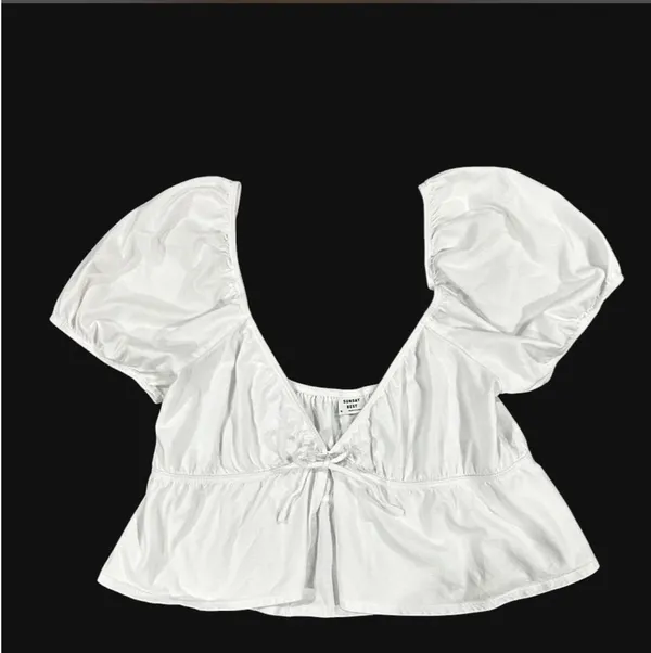 Sunday Best Aritzia Kaia Puff Sleeve Peplum Top - Image 2