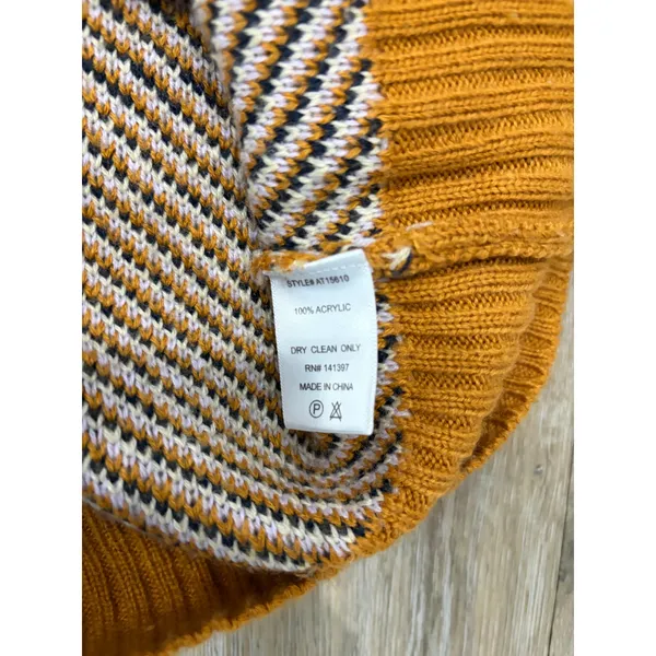 ASTR The Label Plaid Knit Sweater Mustard Brown V Neck Cropped Women’s Medium - Image 3