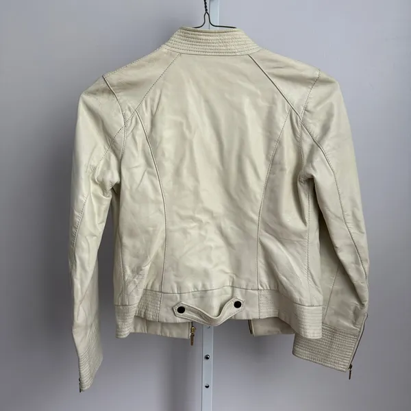 Arden B. Ivory Leather‎ Y2k VTG Moto Jacket Womens Small Full Zip Biker - Image 9
